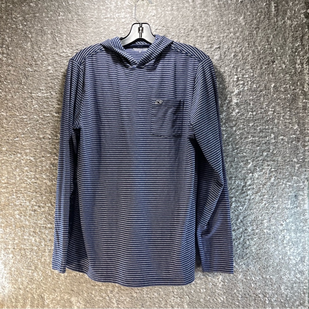 VINEYARD VINES -EDGARTOWN MEN YOUTH (18) BLUE" HOODED T-SHIRT WITH POCKET